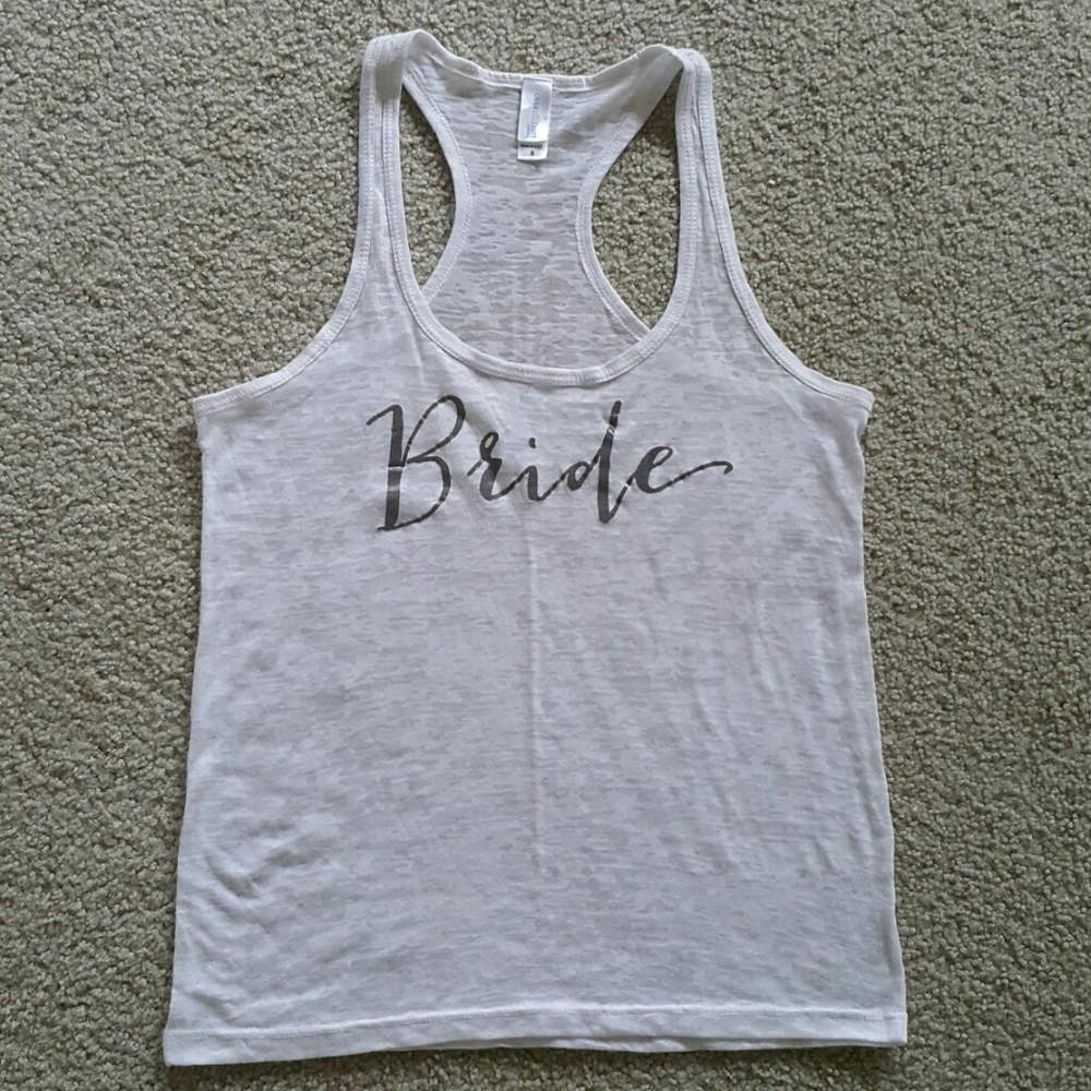 Bride white tank top Small